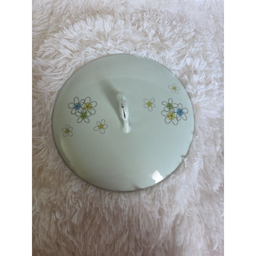 Mist  Nobility Permaware  Covered Vegetable  LID  1950s MCM Atomic Daisies - Picture 6 of 9